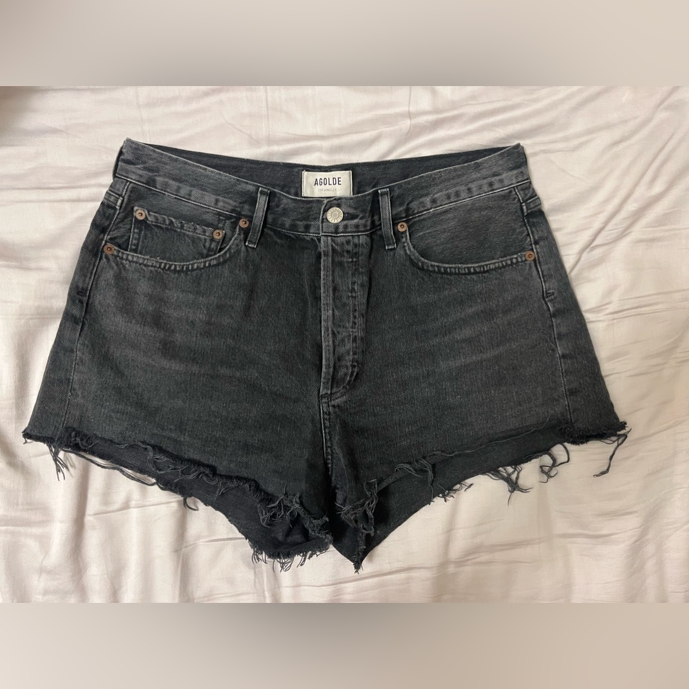 Agolde Parker vintage cut off short high waisted dark grey/black